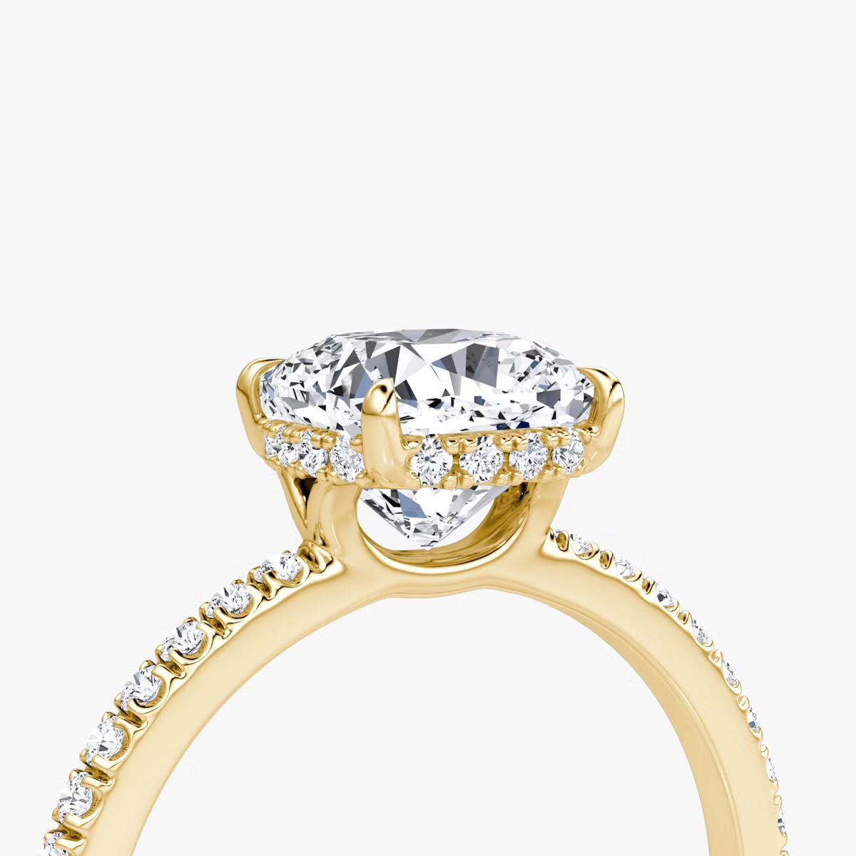 The Signature  Cushion Engagement Ring in Pave Standard Band