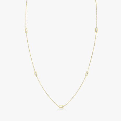 Baguette Knife Edge Bezel Station Necklace