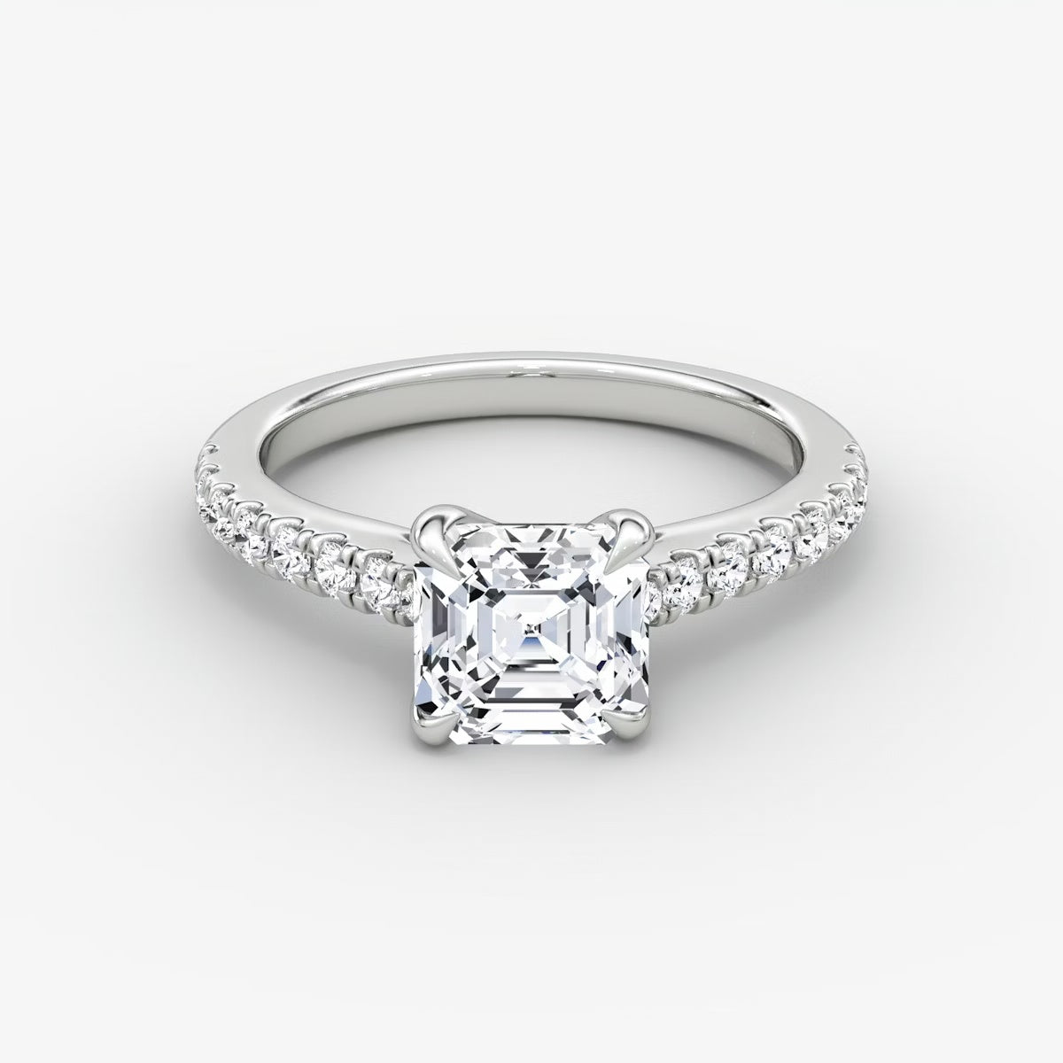 Trellis Cathedral Asscher Pave Engagement Ring
