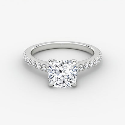 Trellis Cathedral Cushion Pave Engagement Ring