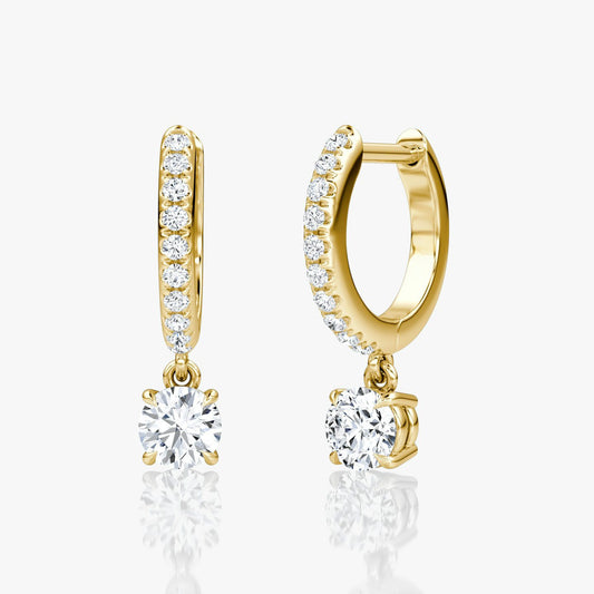 Solitaire Pavé Drop Huggie Hoop
