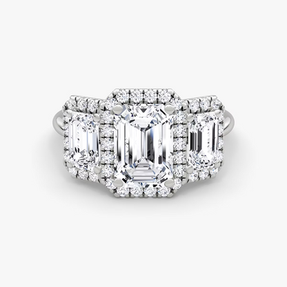 Emerald Three Stone Halo Band