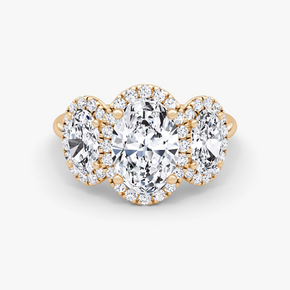 Oval Three Stone Halo Band