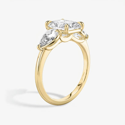 Three Stone Engagement Ring Plain in Radiant