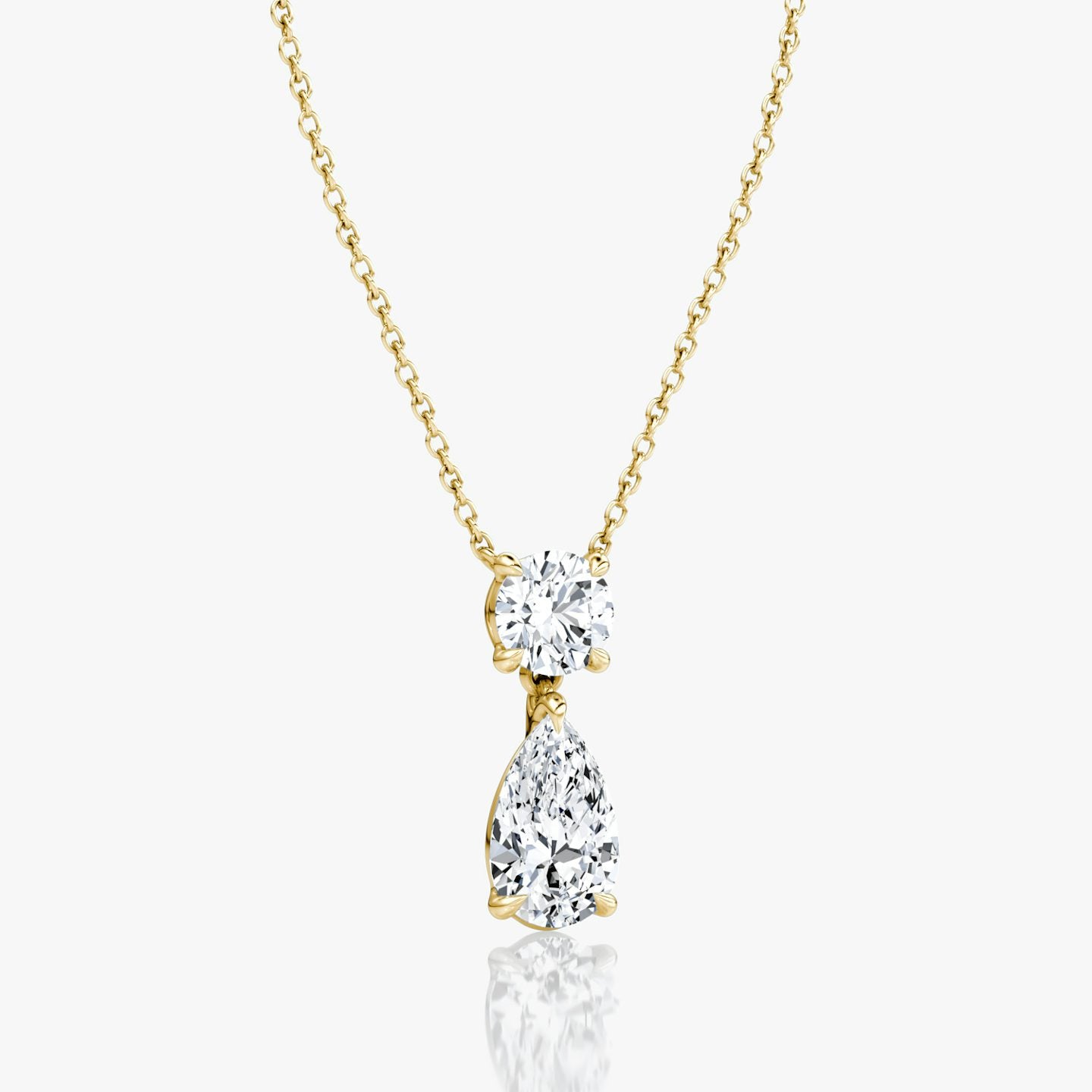 Round and Pear Signature Duo Drop Necklace