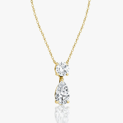 Round and Pear Signature Duo Drop Necklace