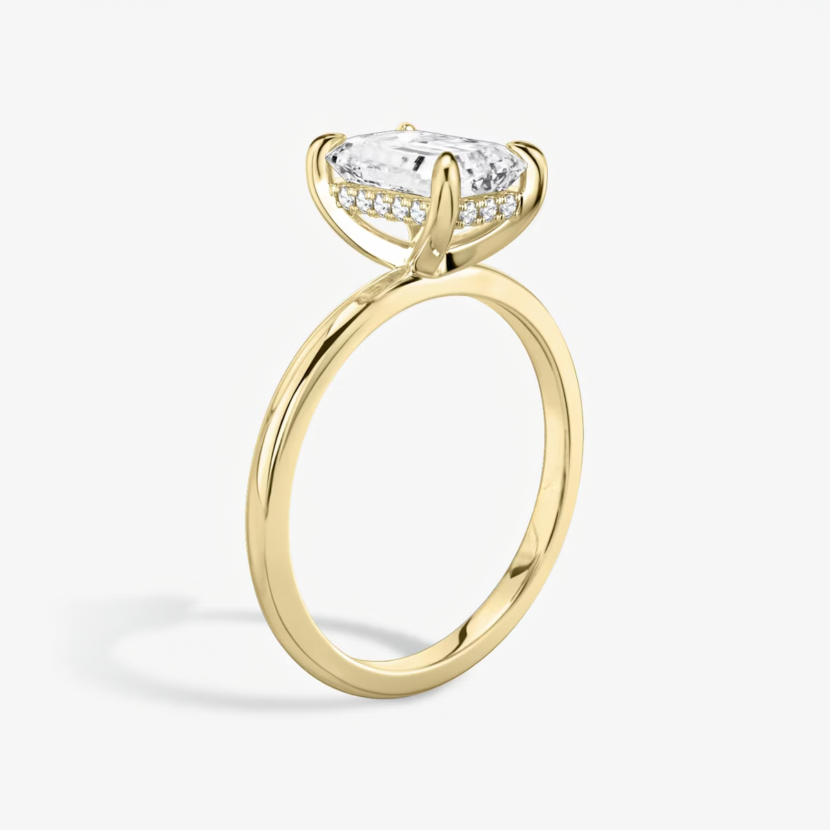 The Classic Hidden Halo Emerald Engagement Ring in Plain Standard Band