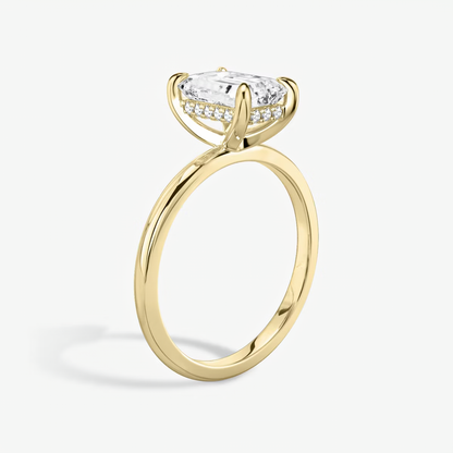 The Classic Hidden Halo Emerald Engagement Ring in Plain Standard Band