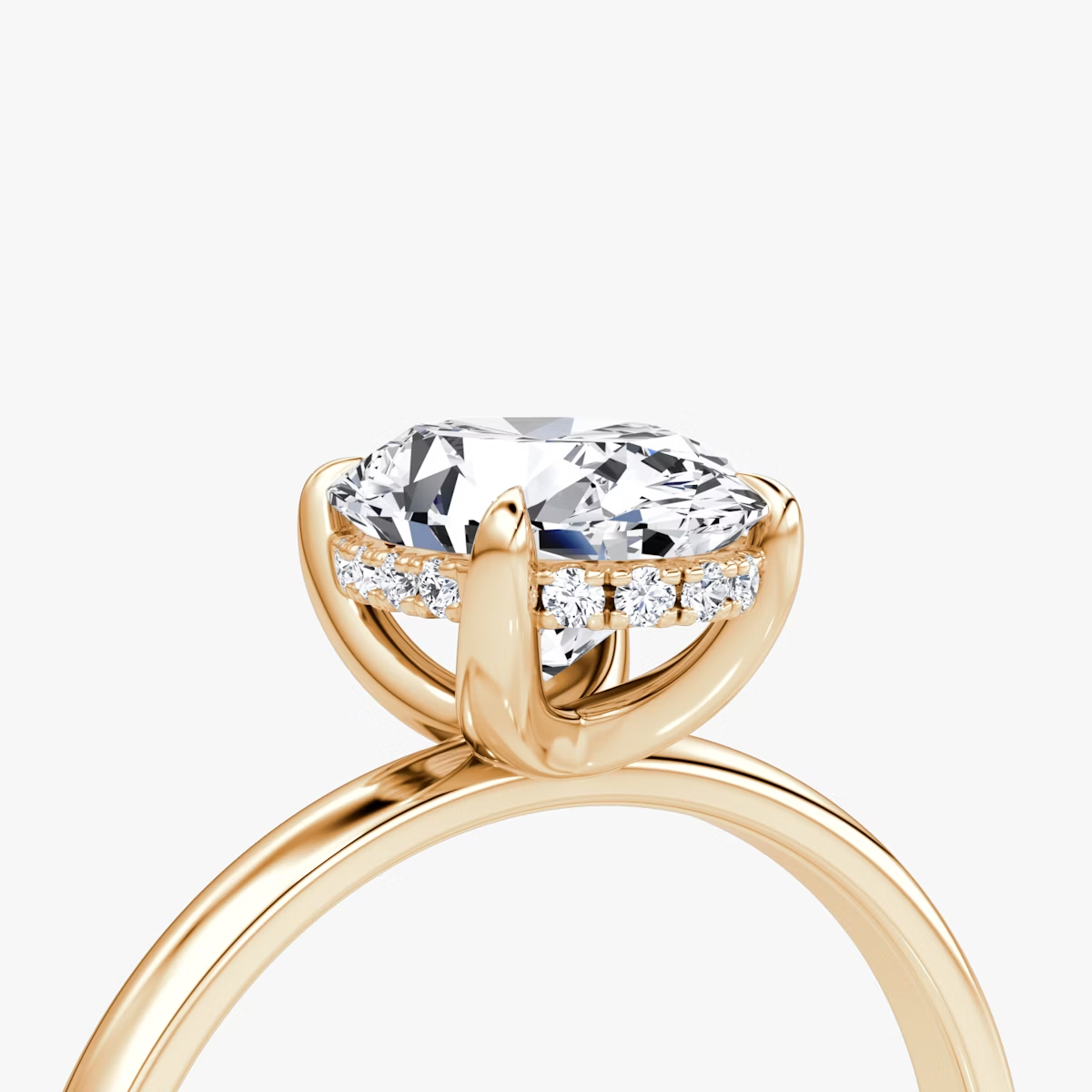 The Classic Hidden Halo Oval Engagement Ring in Plain Standard Band