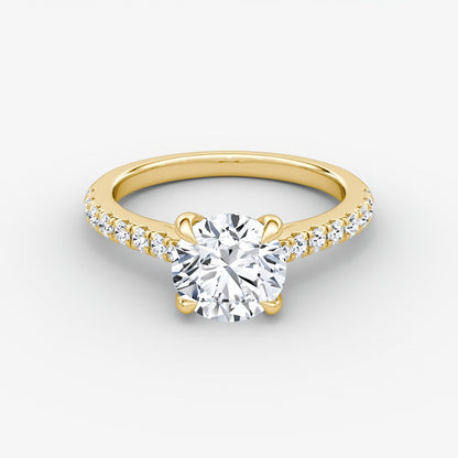 Trellis Cathedral Round Pave Engagement Ring