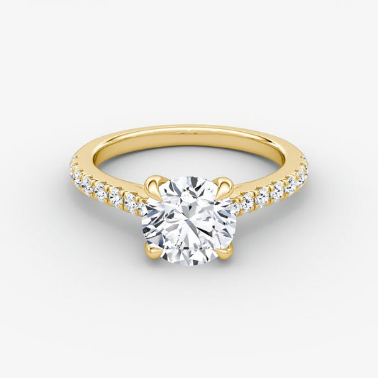 Trellis Cathedral Round Pave Engagement Ring