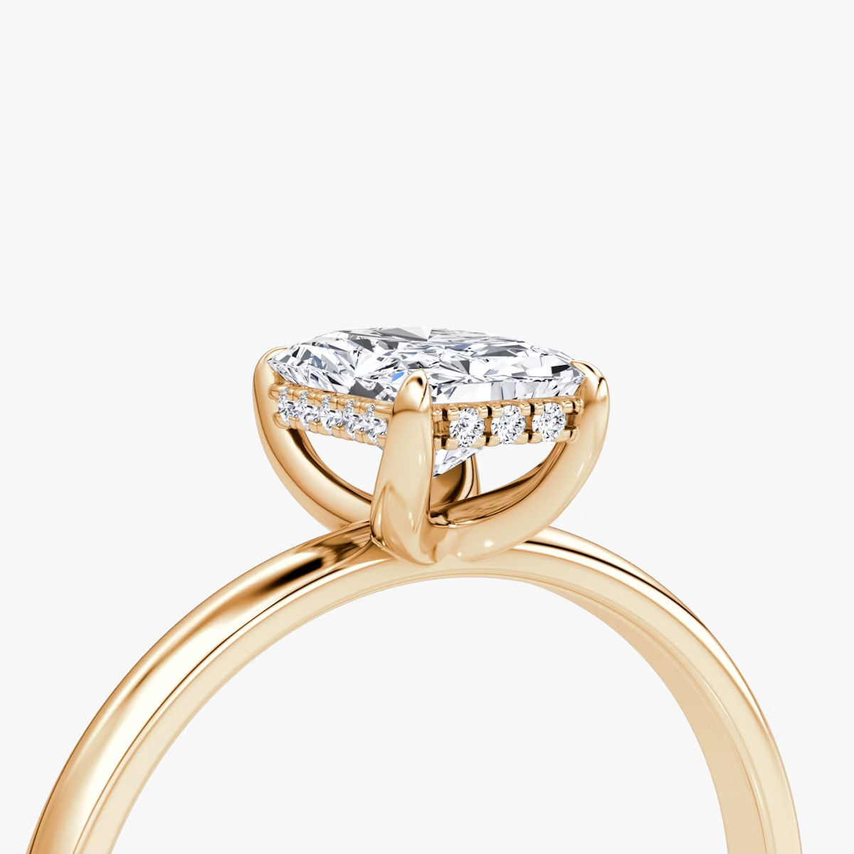 The Classic Hidden Halo Radiant Engagement Ring in Plain Standard Band