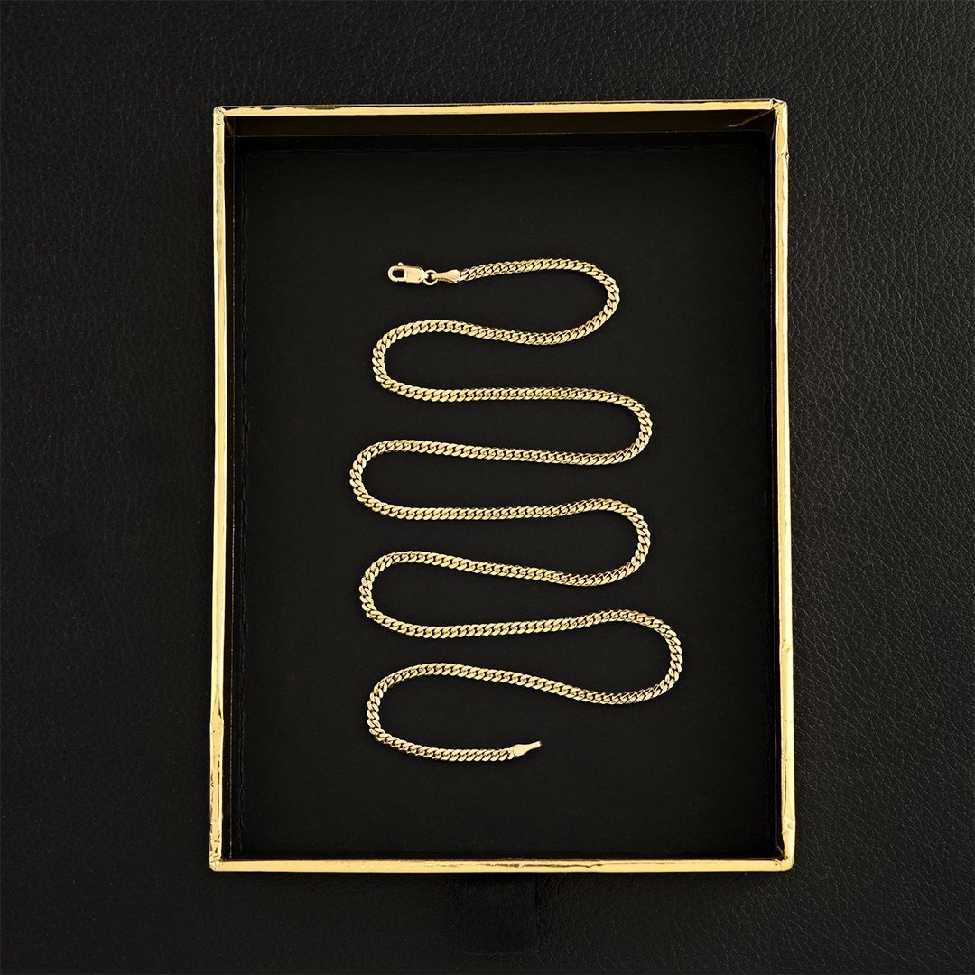 14k Yellow Gold Solid Cuban Link Chain 2.5 mm