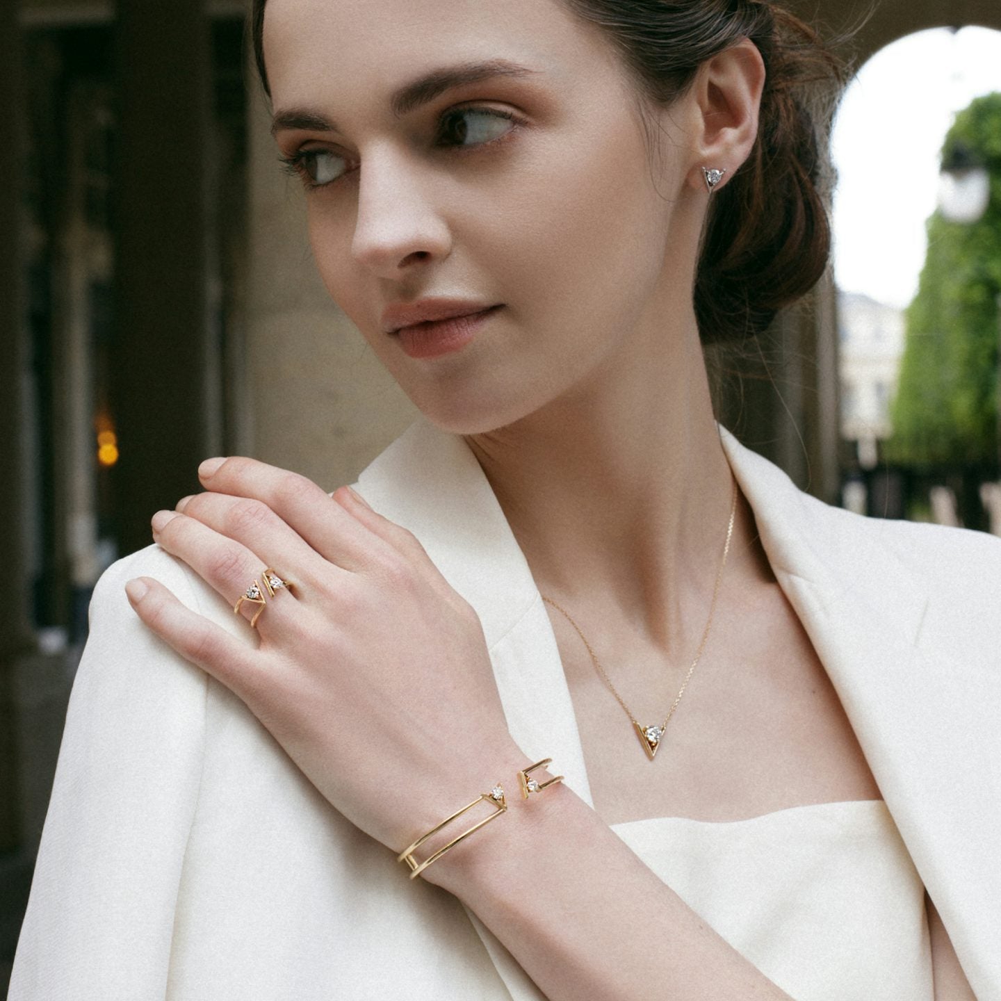 Plain V Double Row Bangle