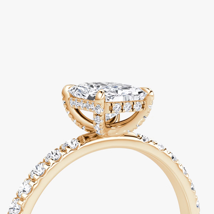 The Classic Hidden Halo Radiant Engagement Ring in Pave Large Band