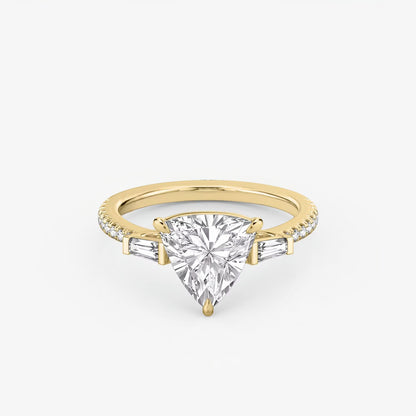 Three Stone Engagement Ring Pave in Trillion