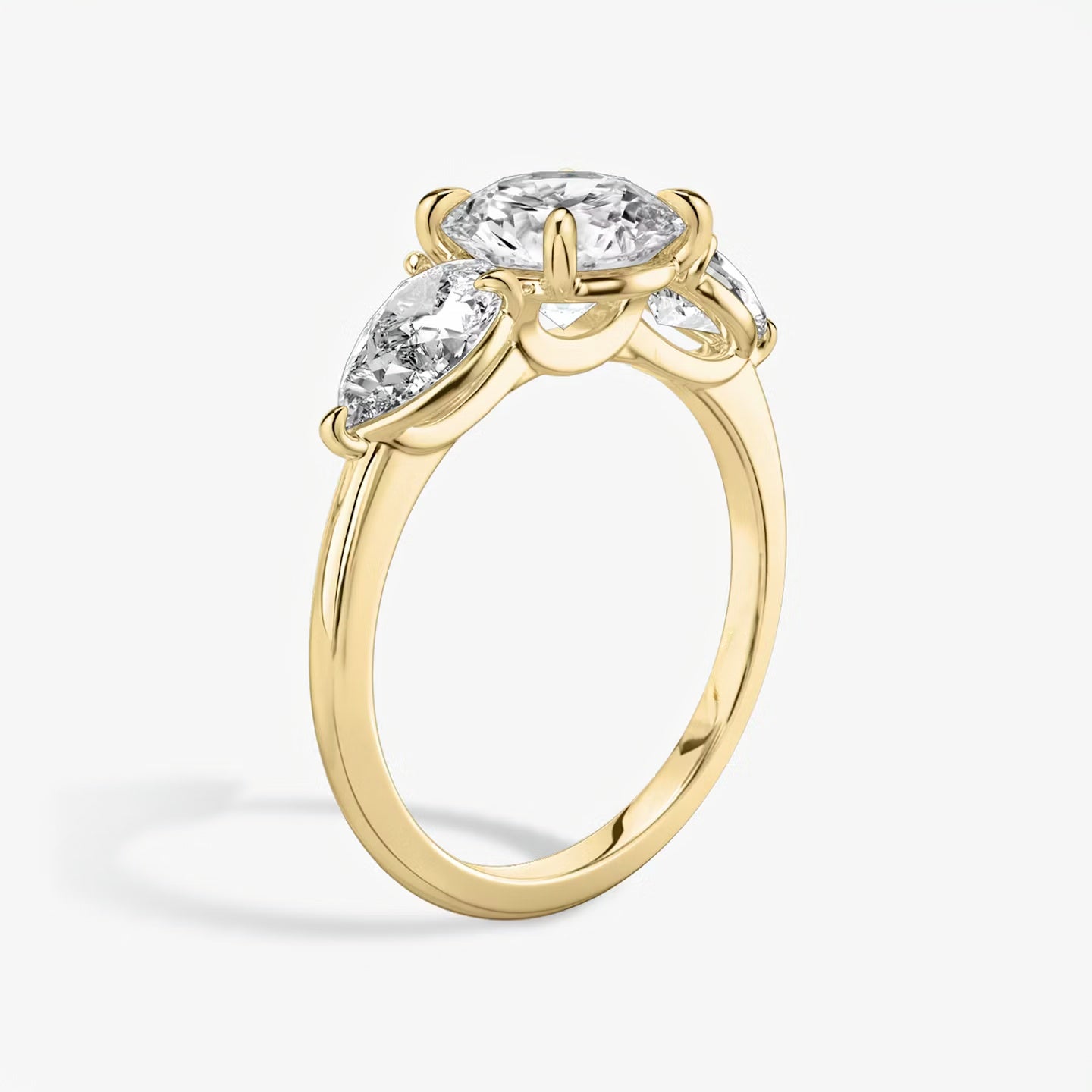 Three Stone Engagement Ring Plain in Round Brilliant