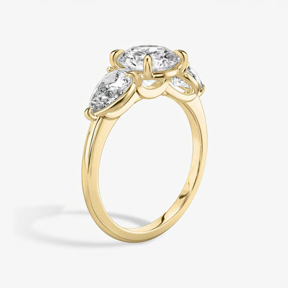 Three Stone Engagement Ring Plain in Round Brilliant