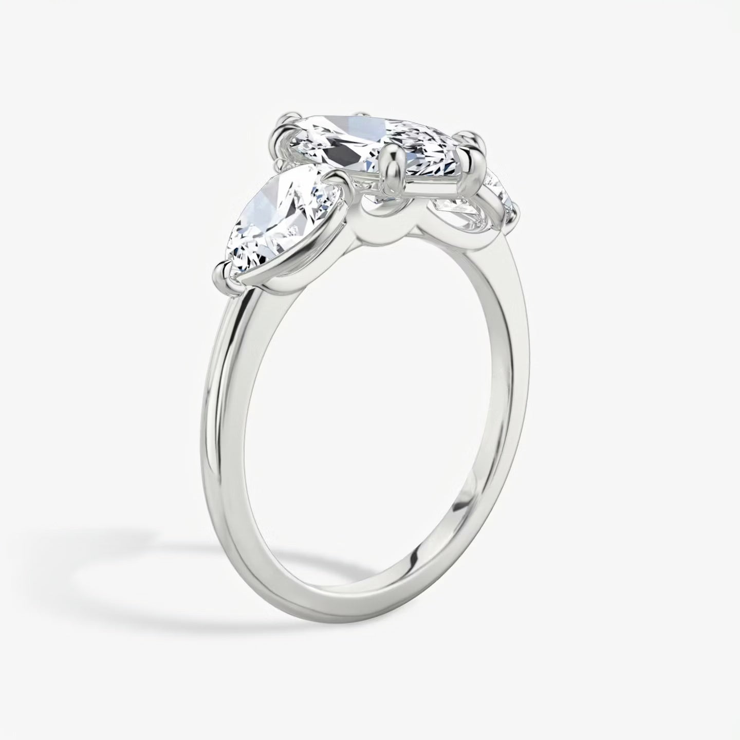 Three Stone Engagement Ring Plain in Marquise