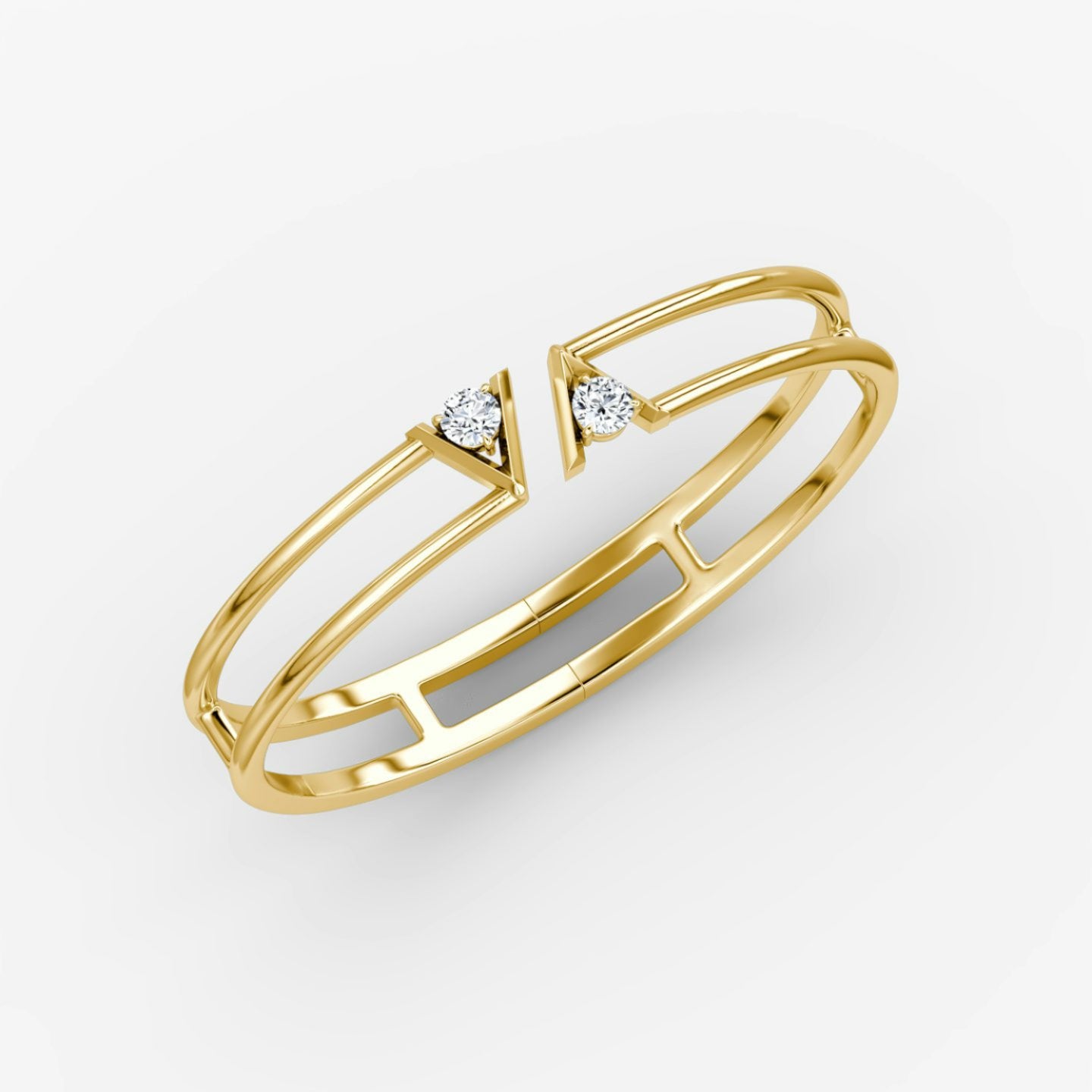 Plain V Double Row Bangle