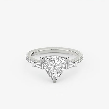 Three Stone Engagement Ring Pave in Trillion