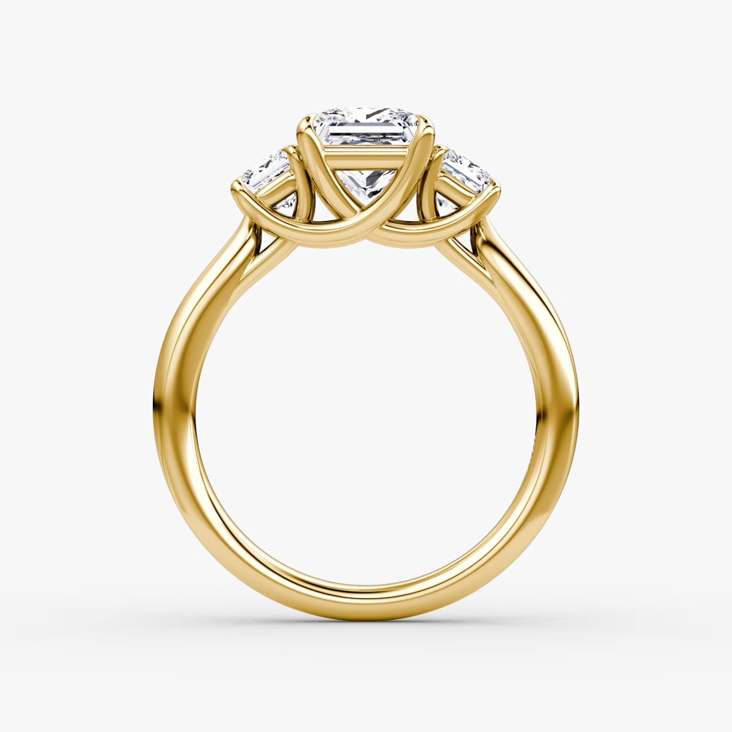Trellis Three Stone Princess Plain Engagement Ring