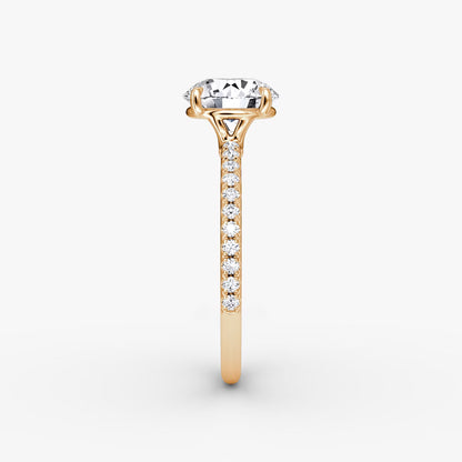 The Signature Round Brilliant Engagement Ring in Pave Standard Band and Plain Setting Style