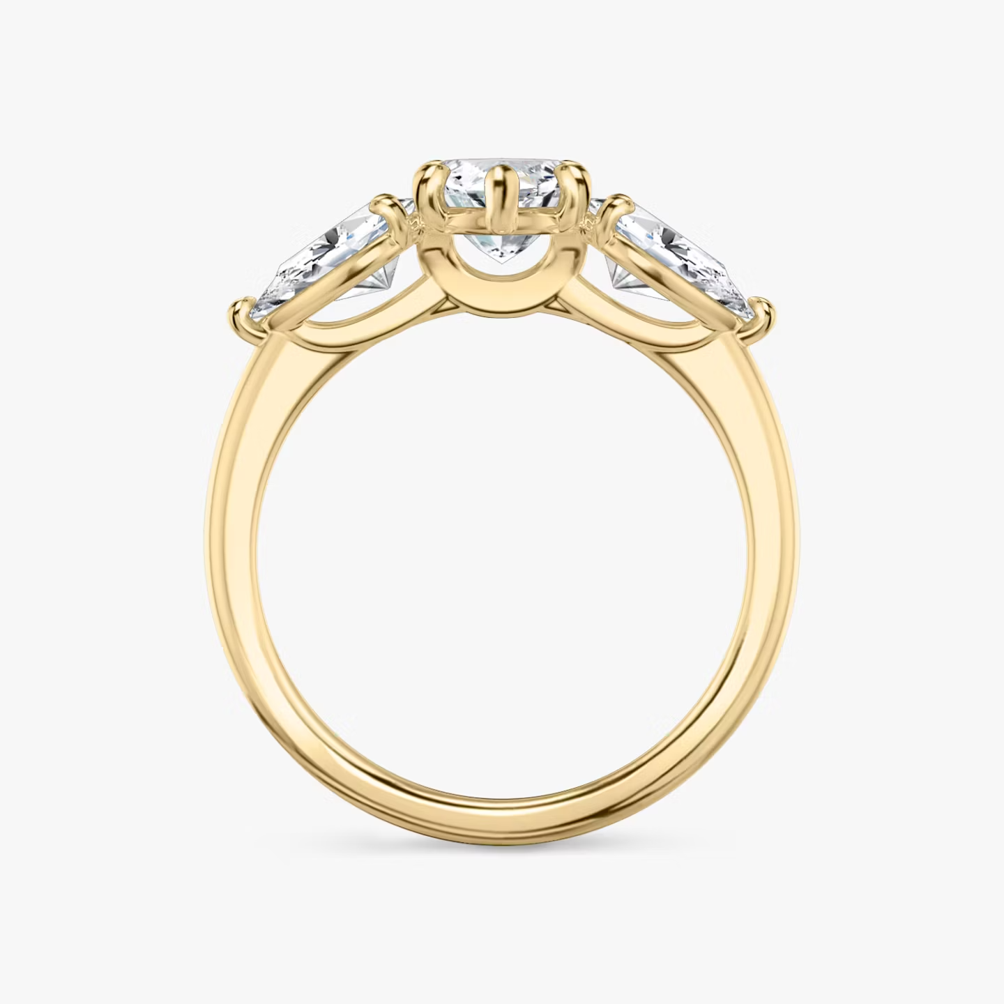 Three Stone Engagement Ring Plain in Marquise