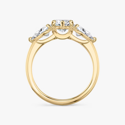 Three Stone Engagement Ring Plain in Marquise