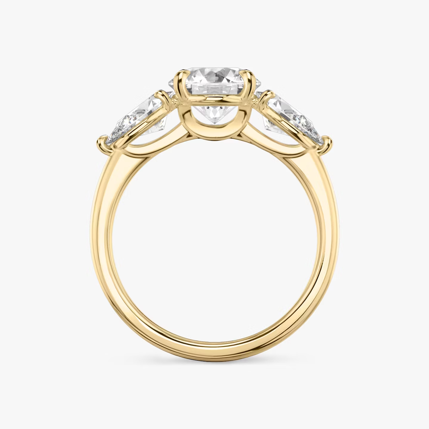 Three Stone Engagement Ring Plain in Round Brilliant
