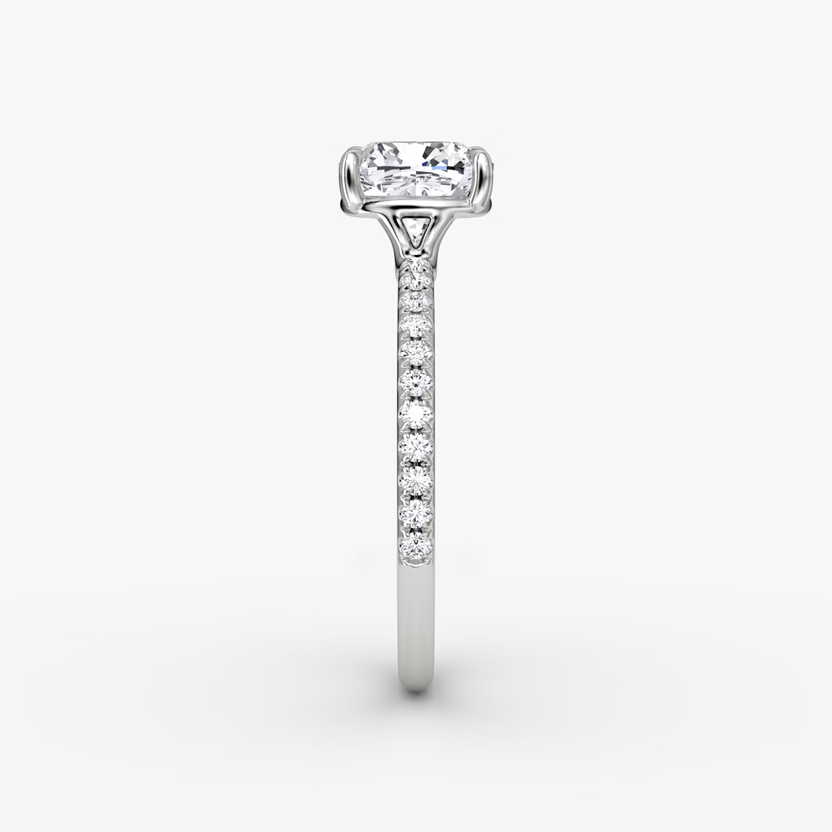 The Signature  Cushion Engagement Ring in Pave Standard Band