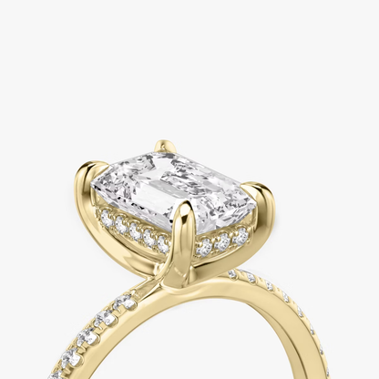 The Classic Hidden Halo Emerald Engagement Ring in Pave Large Band
