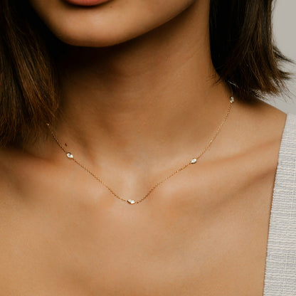Marquise Knife Edge Bezel Station Necklace