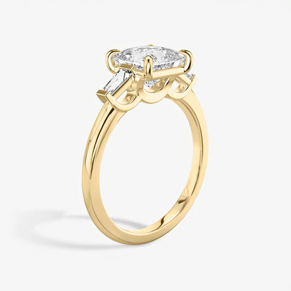 Three Stone Engagement Ring Plain in Princess
