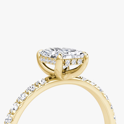 The Classic Hidden Halo Radiant Engagement Ring in Pave Standard Band