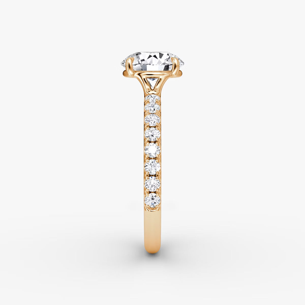 The Signature Round Brilliant Engagement Ring in Pave Large Band