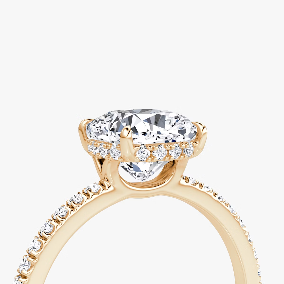 The Signature  Cushion Engagement Ring in Pave Standard Band