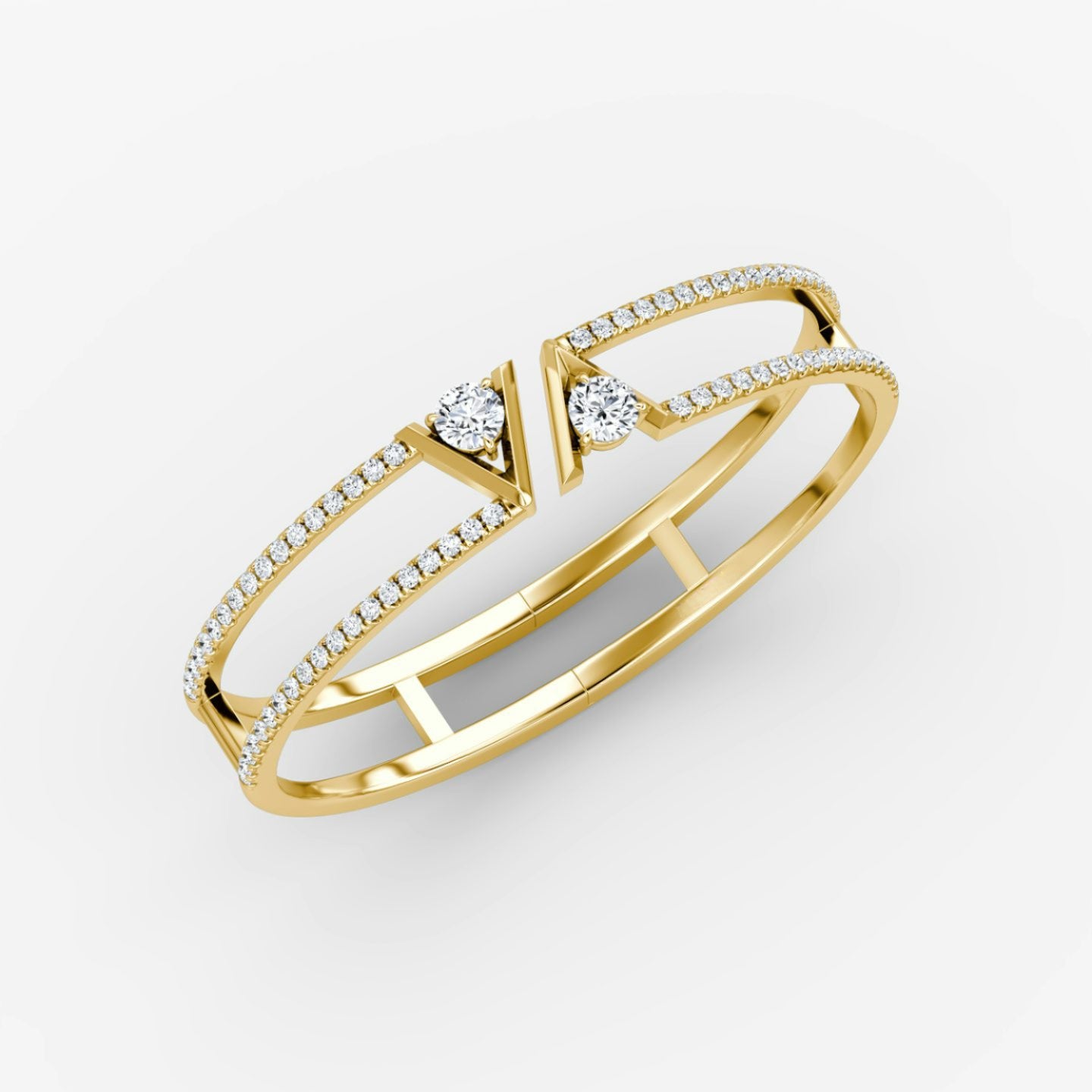 Pave V Double Row Bangle