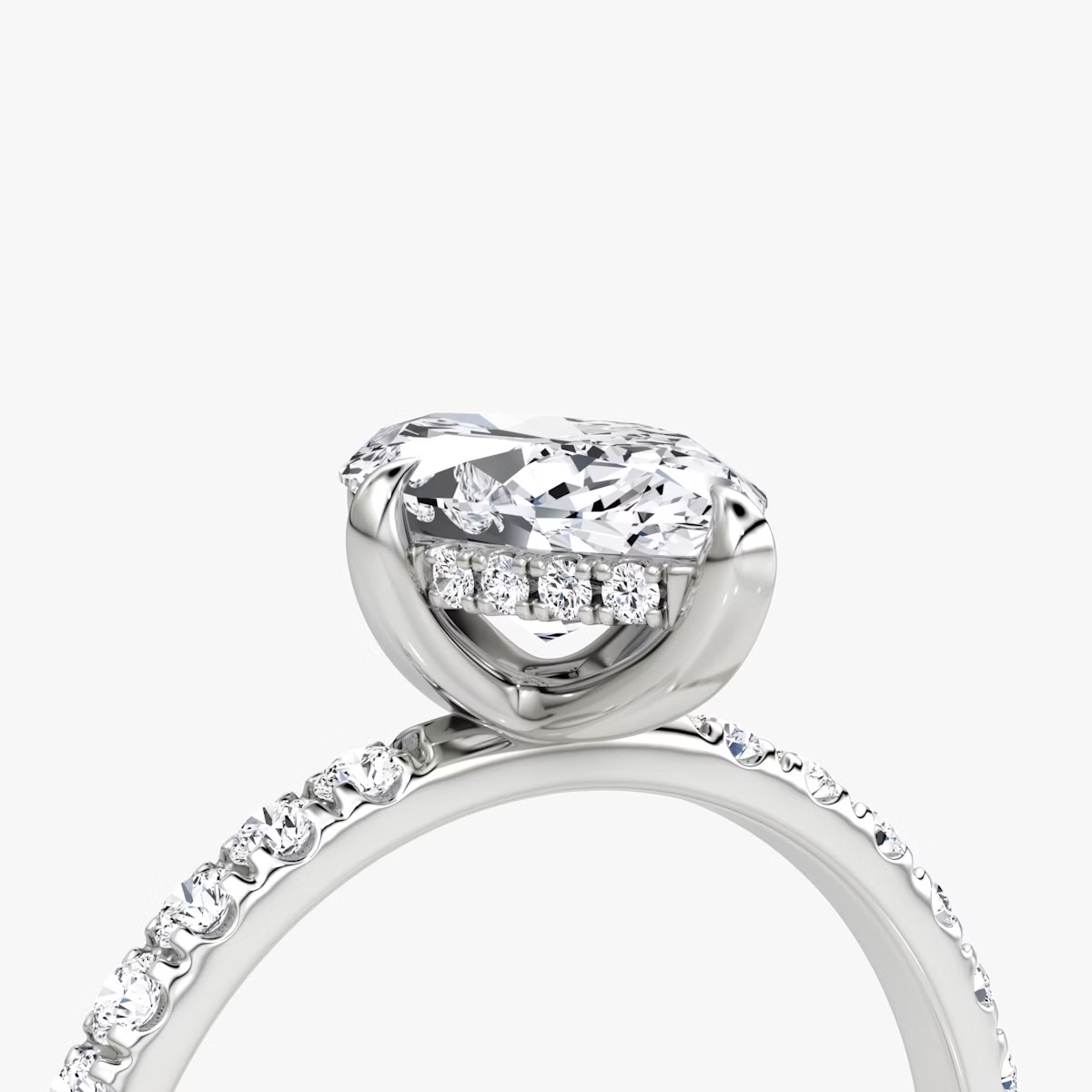 The Classic Hidden Halo Marquise Engagement Ring in Pave Standard Band