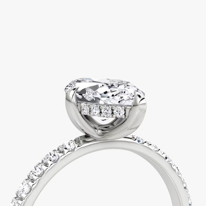 The Classic Hidden Halo Marquise Engagement Ring in Pave Standard Band
