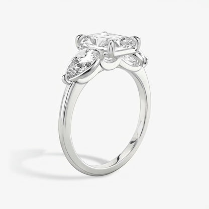 Three Stone Engagement Ring Plain in Radiant