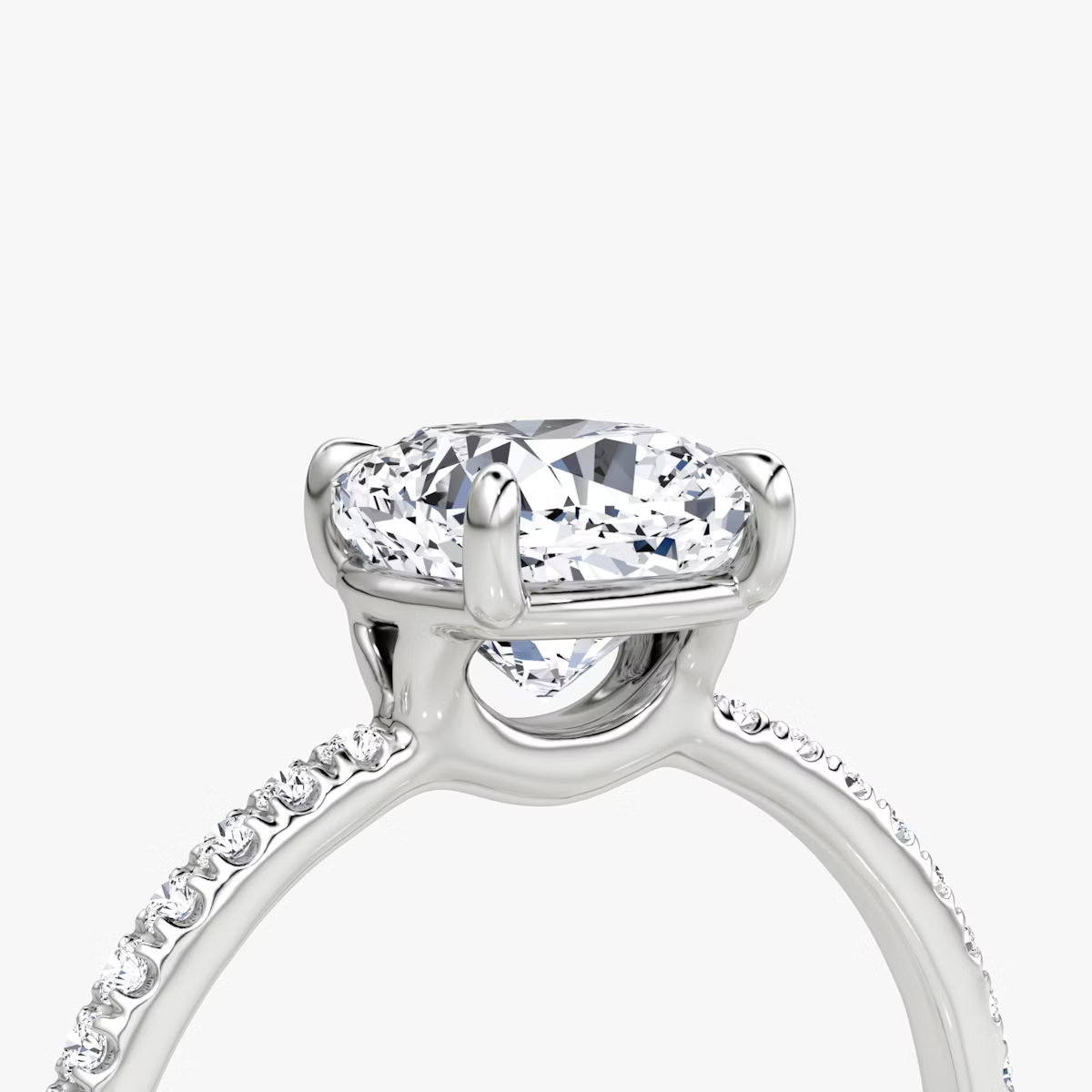 The Signature  Cushion Engagement Ring in Pave Standard Band