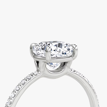 The Signature  Cushion Engagement Ring in Pave Standard Band