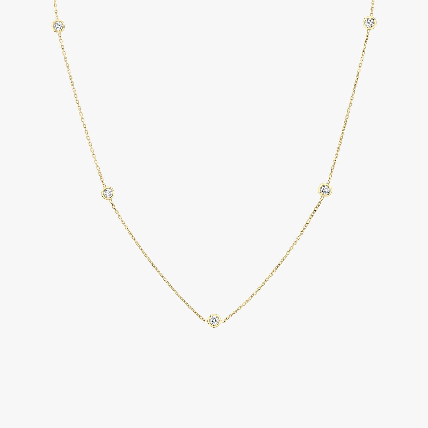 Round Knife Edge Bezel Station Necklace