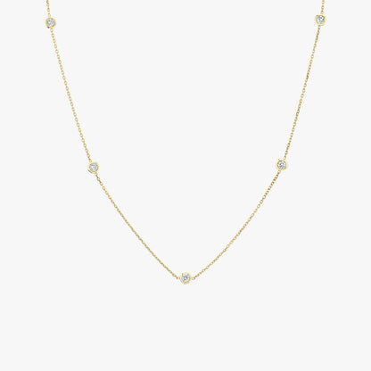 Round Knife Edge Bezel Station Necklace