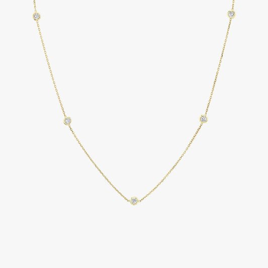 Round Knife Edge Bezel Station Necklace