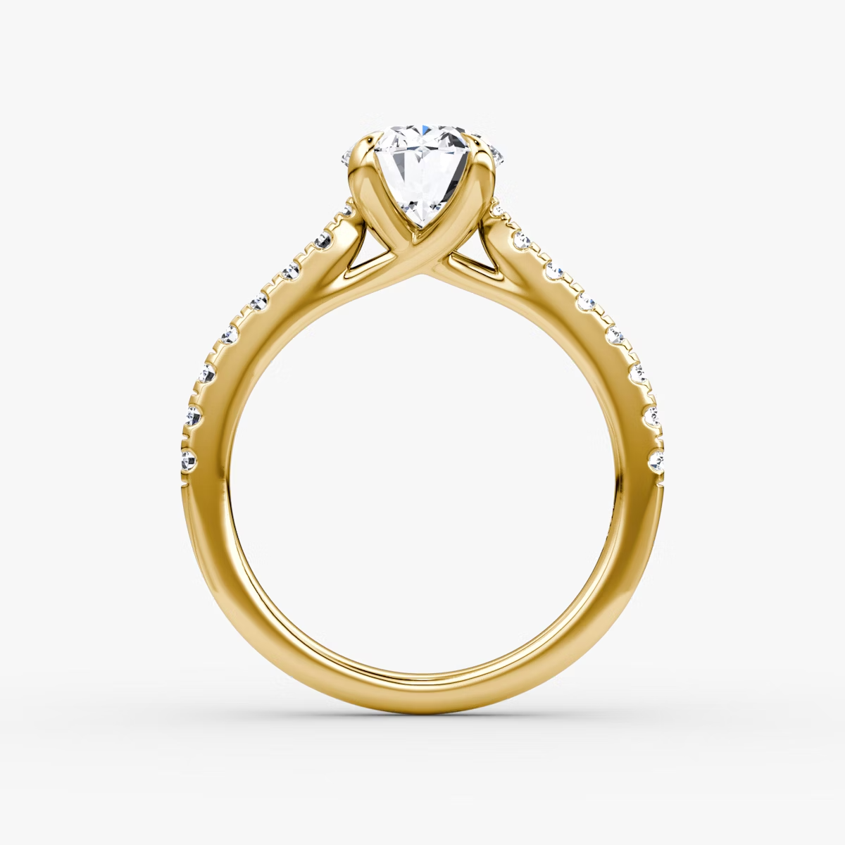 Trellis Cathedral Oval Pave Engagement Ring