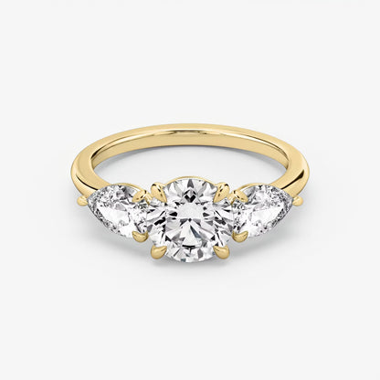 Three Stone Engagement Ring Plain in Round Brilliant