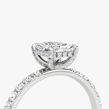 The Classic Hidden Halo Radiant Engagement Ring in Pave Large Band