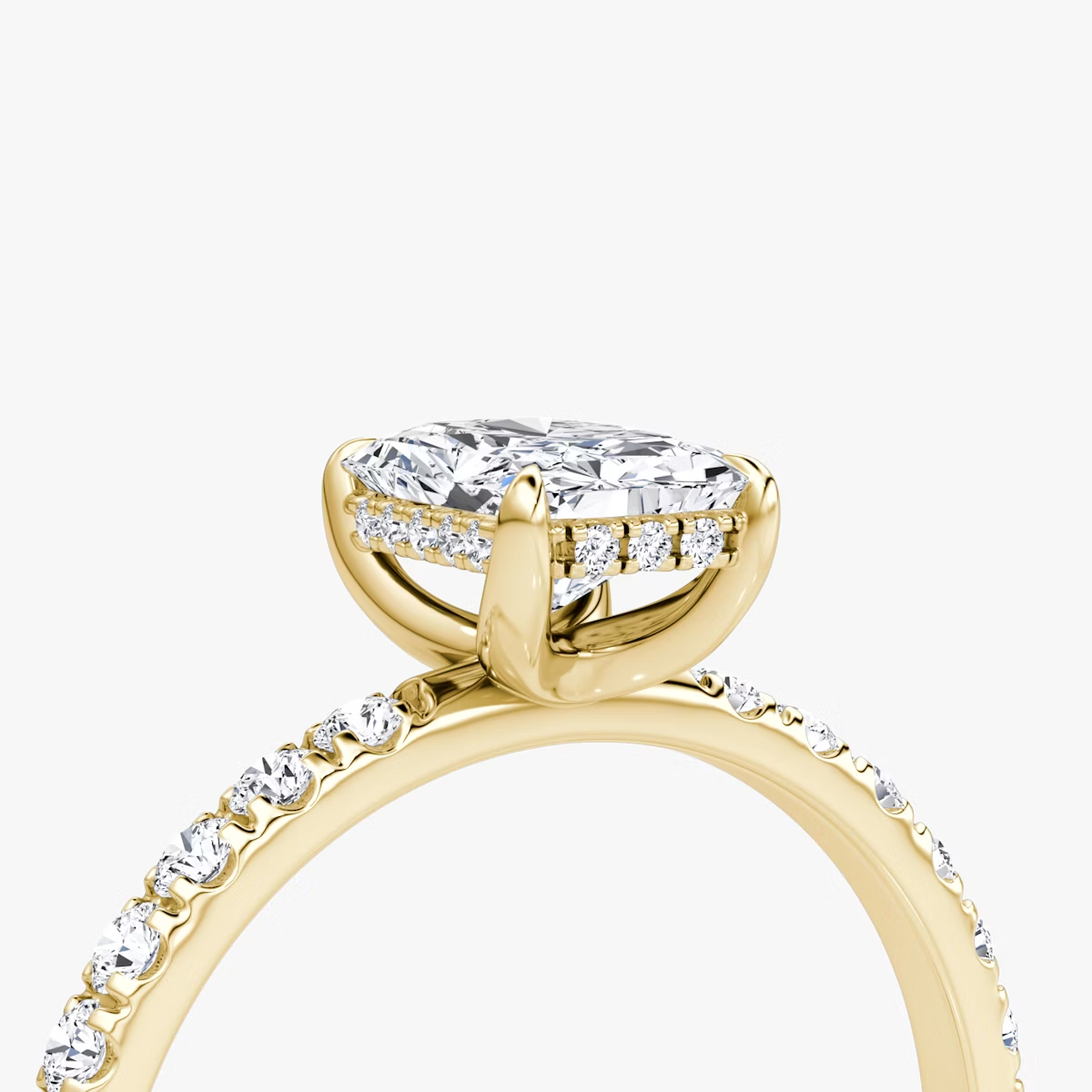 The Classic Hidden Halo Radiant Engagement Ring in Pave Large Band